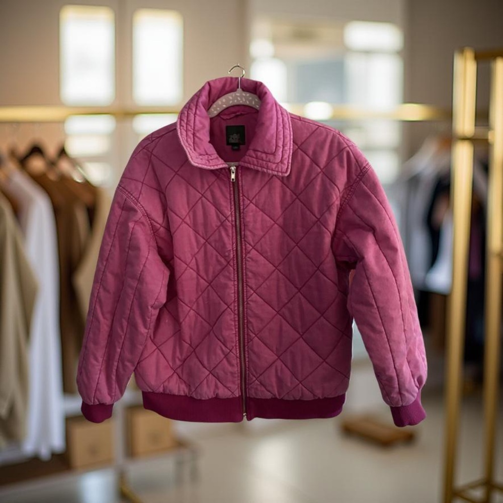 WILD FABEL HOT PINK  COAT QUILTED COTTON WOMENS 38 CHEST RIBBED SLEEVE & BOTTOM